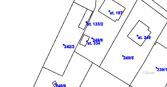 Parcela st. 249/7 v KÚ Kovanice, Katastrální mapa