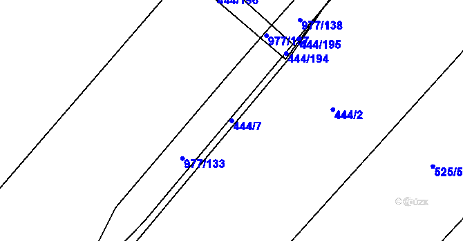 Parcela st. 444/7 v KÚ Kovanice, Katastrální mapa
