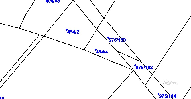 Parcela st. 494/4 v KÚ Kovanice, Katastrální mapa