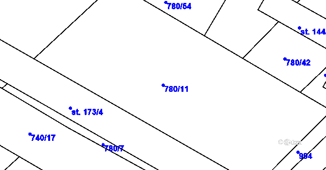 Parcela st. 780/11 v KÚ Kovanice, Katastrální mapa