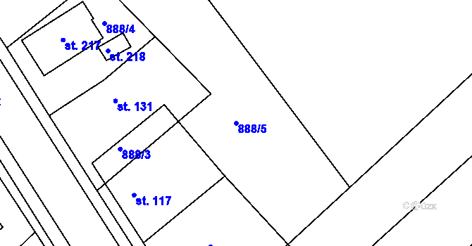 Parcela st. 888/5 v KÚ Kovanice, Katastrální mapa