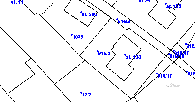 Parcela st. 915/2 v KÚ Kovanice, Katastrální mapa