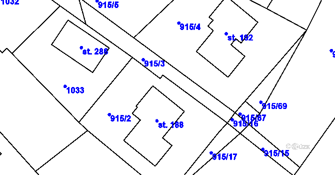 Parcela st. 915/18 v KÚ Kovanice, Katastrální mapa