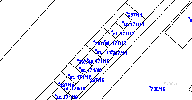 Parcela st. 171/14 v KÚ Kovanice, Katastrální mapa