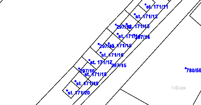 Parcela st. 171/16 v KÚ Kovanice, Katastrální mapa