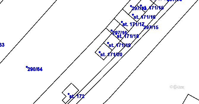 Parcela st. 171/20 v KÚ Kovanice, Katastrální mapa