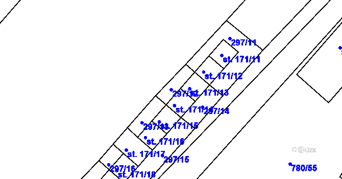Parcela st. 297/12 v KÚ Kovanice, Katastrální mapa