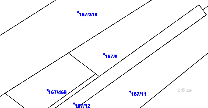 Parcela st. 167/9 v KÚ Kovanice, Katastrální mapa