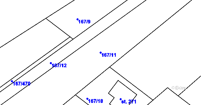 Parcela st. 167/11 v KÚ Kovanice, Katastrální mapa