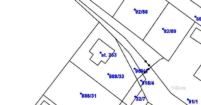 Parcela st. 253 v KÚ Kovanice, Katastrální mapa