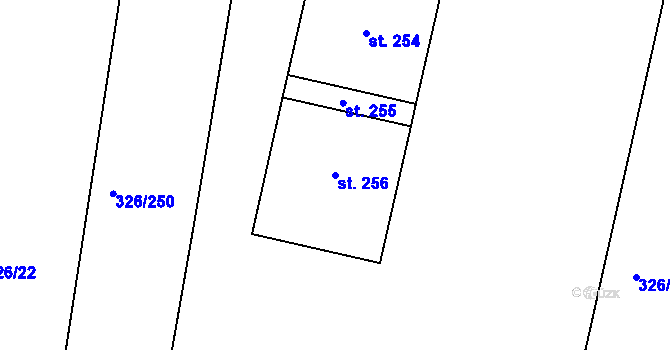 Parcela st. 256 v KÚ Kovanice, Katastrální mapa