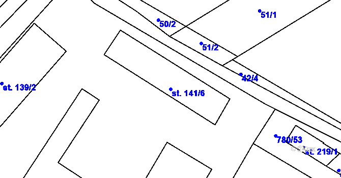 Parcela st. 141/6 v KÚ Kovanice, Katastrální mapa
