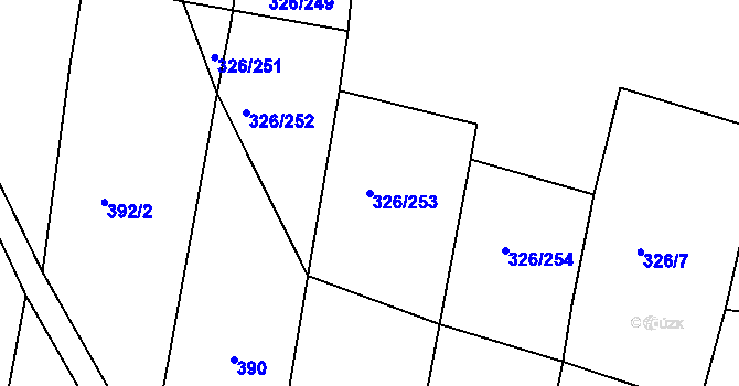 Parcela st. 326/253 v KÚ Kovanice, Katastrální mapa