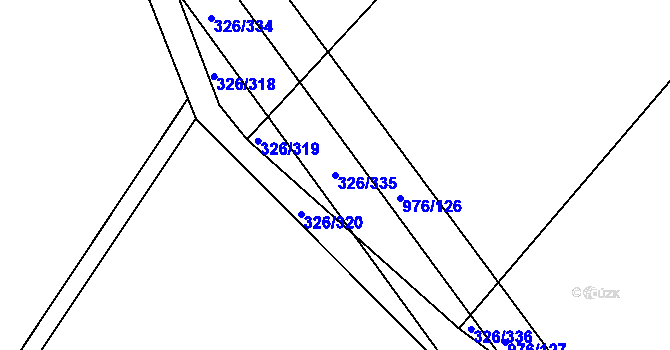 Parcela st. 326/335 v KÚ Kovanice, Katastrální mapa