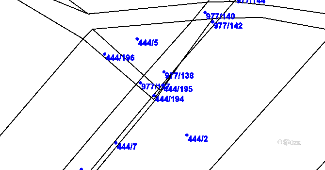 Parcela st. 444/195 v KÚ Kovanice, Katastrální mapa