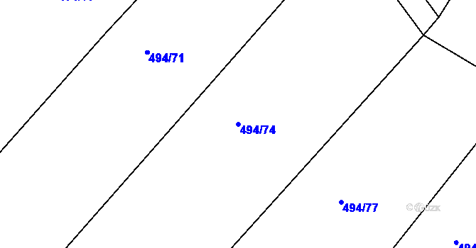 Parcela st. 494/74 v KÚ Kovanice, Katastrální mapa