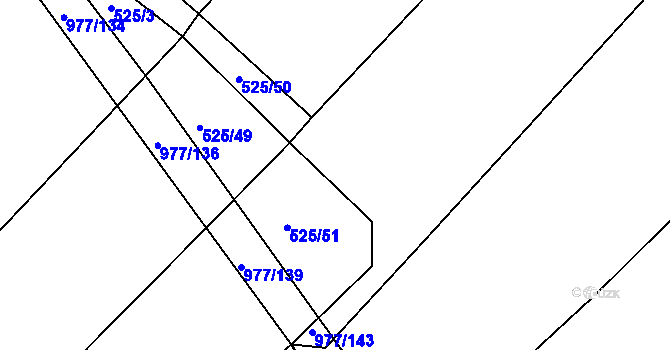 Parcela st. 525/52 v KÚ Kovanice, Katastrální mapa