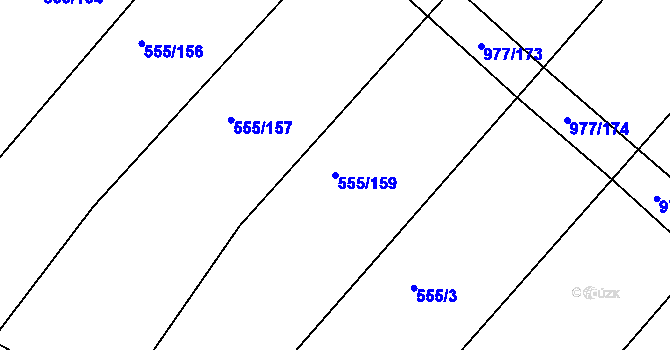 Parcela st. 555/159 v KÚ Kovanice, Katastrální mapa