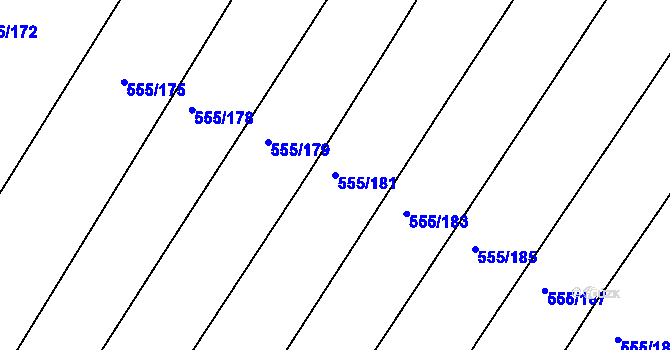 Parcela st. 555/181 v KÚ Kovanice, Katastrální mapa