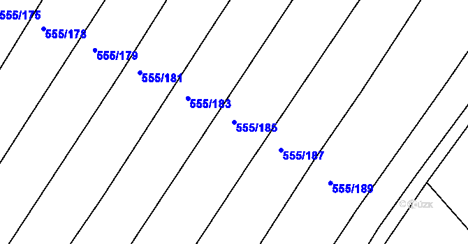 Parcela st. 555/185 v KÚ Kovanice, Katastrální mapa