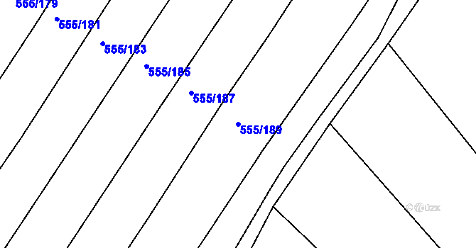 Parcela st. 555/189 v KÚ Kovanice, Katastrální mapa