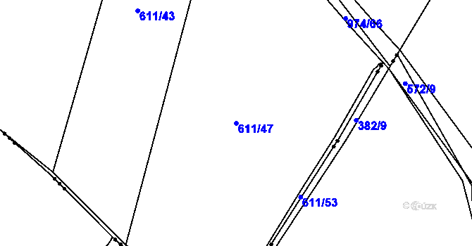 Parcela st. 611/47 v KÚ Kovanice, Katastrální mapa