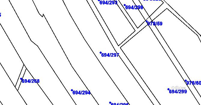 Parcela st. 694/297 v KÚ Kovanice, Katastrální mapa
