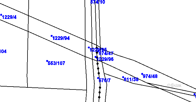 Parcela st. 974/47 v KÚ Kovanice, Katastrální mapa