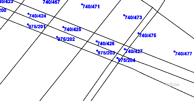 Parcela st. 975/203 v KÚ Kovanice, Katastrální mapa