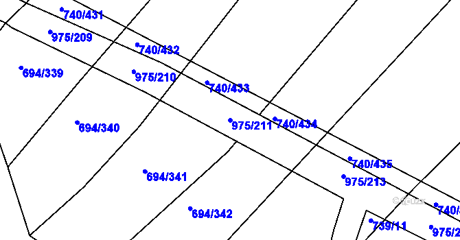 Parcela st. 975/211 v KÚ Kovanice, Katastrální mapa