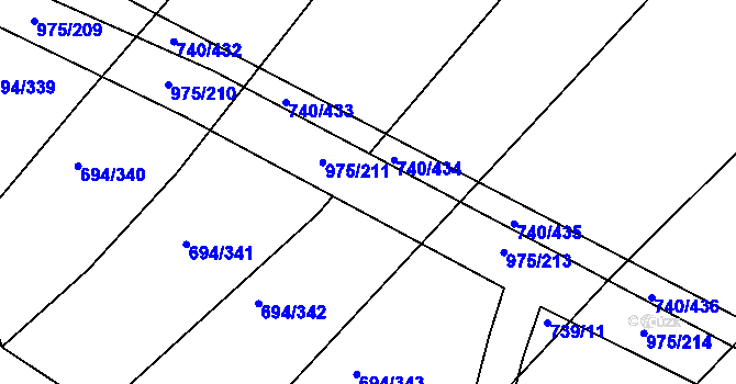 Parcela st. 975/212 v KÚ Kovanice, Katastrální mapa