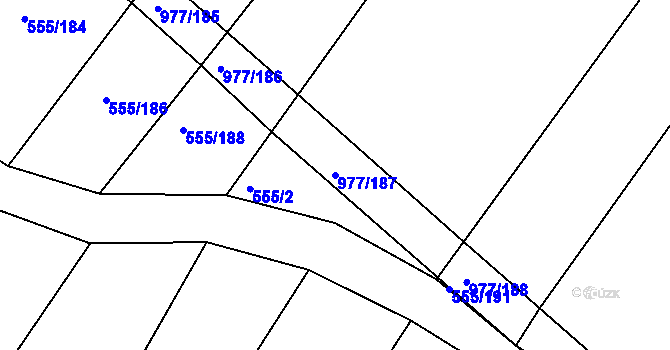 Parcela st. 977/187 v KÚ Kovanice, Katastrální mapa