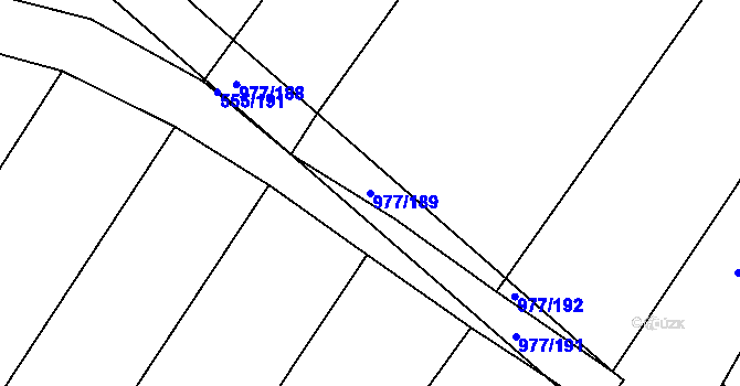 Parcela st. 977/189 v KÚ Kovanice, Katastrální mapa