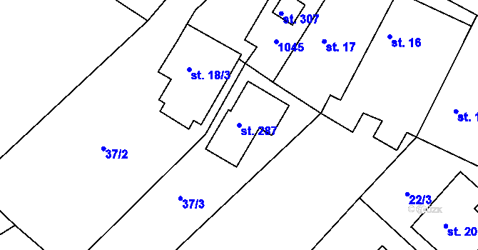 Parcela st. 287 v KÚ Kovanice, Katastrální mapa