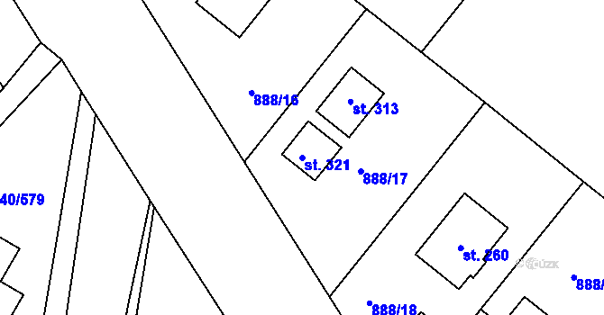 Parcela st. 321 v KÚ Kovanice, Katastrální mapa