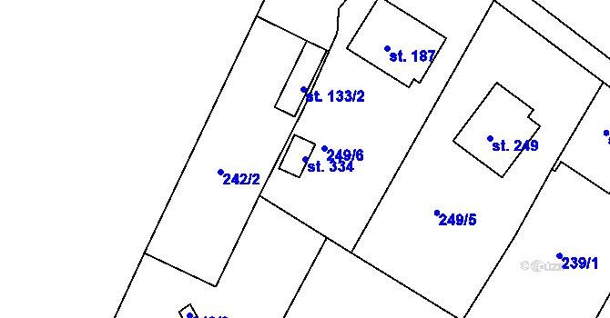 Parcela st. 334 v KÚ Kovanice, Katastrální mapa