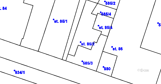 Parcela st. 85/2 v KÚ Kovansko, Katastrální mapa