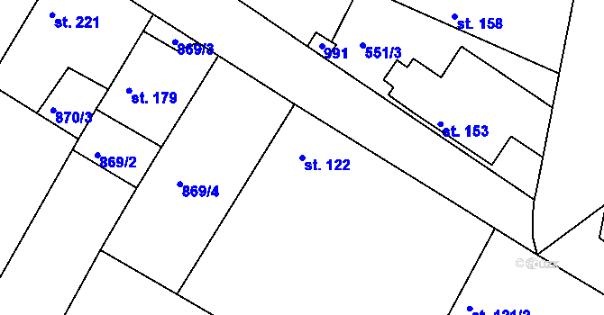 Parcela st. 122 v KÚ Kovansko, Katastrální mapa