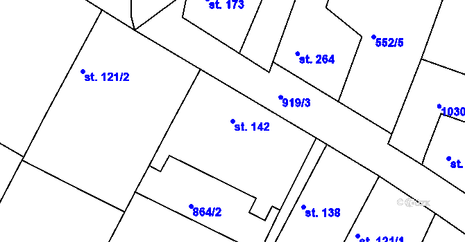 Parcela st. 142 v KÚ Kovansko, Katastrální mapa
