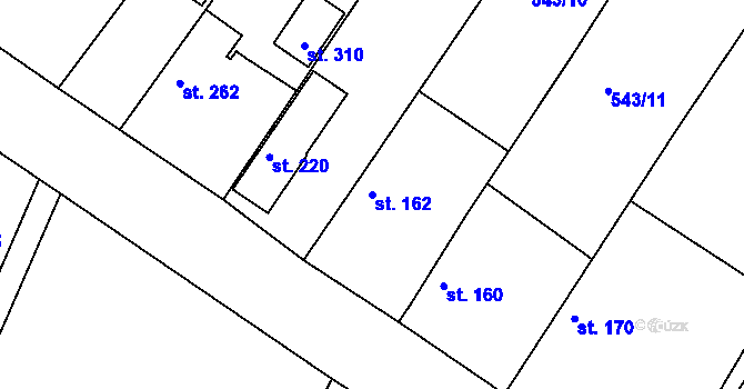 Parcela st. 162 v KÚ Kovansko, Katastrální mapa