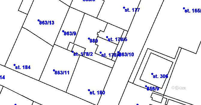 Parcela st. 178/4 v KÚ Kovansko, Katastrální mapa