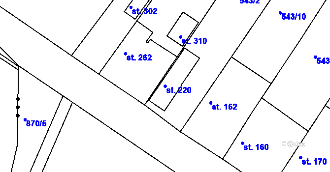 Parcela st. 220 v KÚ Kovansko, Katastrální mapa
