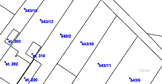 Parcela st. 543/10 v KÚ Kovansko, Katastrální mapa