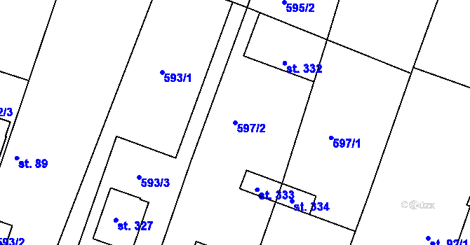 Parcela st. 597/2 v KÚ Kovansko, Katastrální mapa