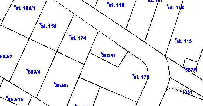 Parcela st. 863/6 v KÚ Kovansko, Katastrální mapa