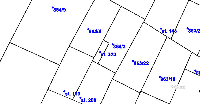 Parcela st. 323 v KÚ Kovansko, Katastrální mapa