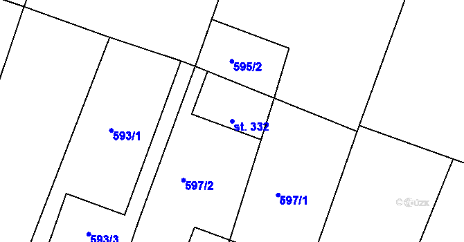 Parcela st. 332 v KÚ Kovansko, Katastrální mapa
