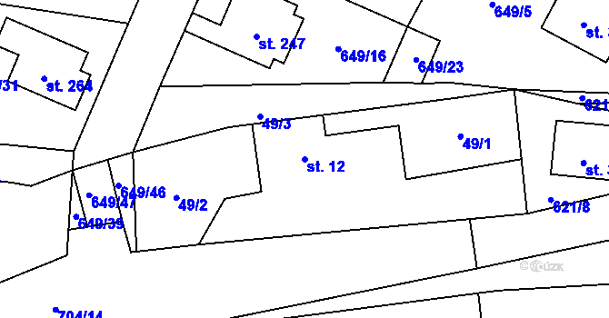 Parcela st. 12 v KÚ Kovářov, Katastrální mapa