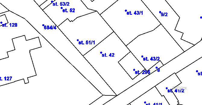 Parcela st. 42 v KÚ Kovářov, Katastrální mapa