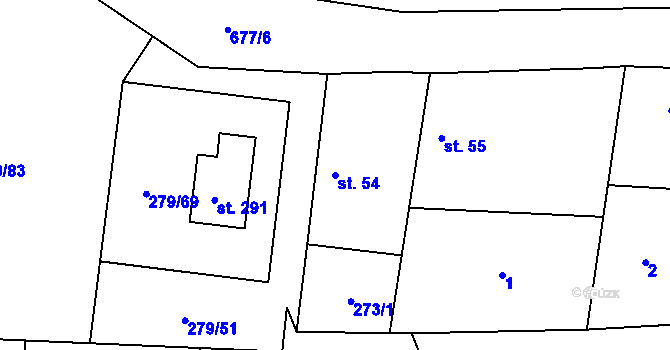 Parcela st. 54 v KÚ Kovářov, Katastrální mapa